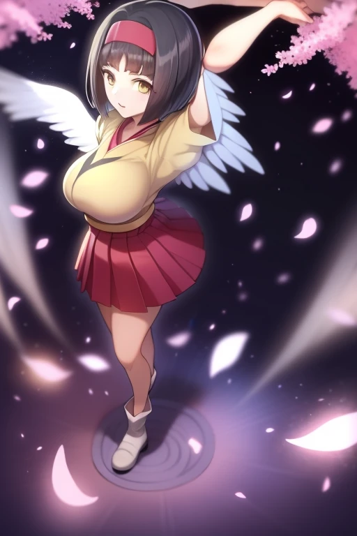 Make a beautiful, tall, young woman with short blue hair, wolf ears, blue eyes, a pretty, perfect face, with a beautiful smile, a beautiful look, a beautiful body, a perfect body, a broad complexion, a slender body, large bust, wide thighs, in a tight white t-shirt and a pink jacket, in a short pink skirt and white veiled stockings, in pink sneakers, in anime style, high quality, clear image, beautiful image