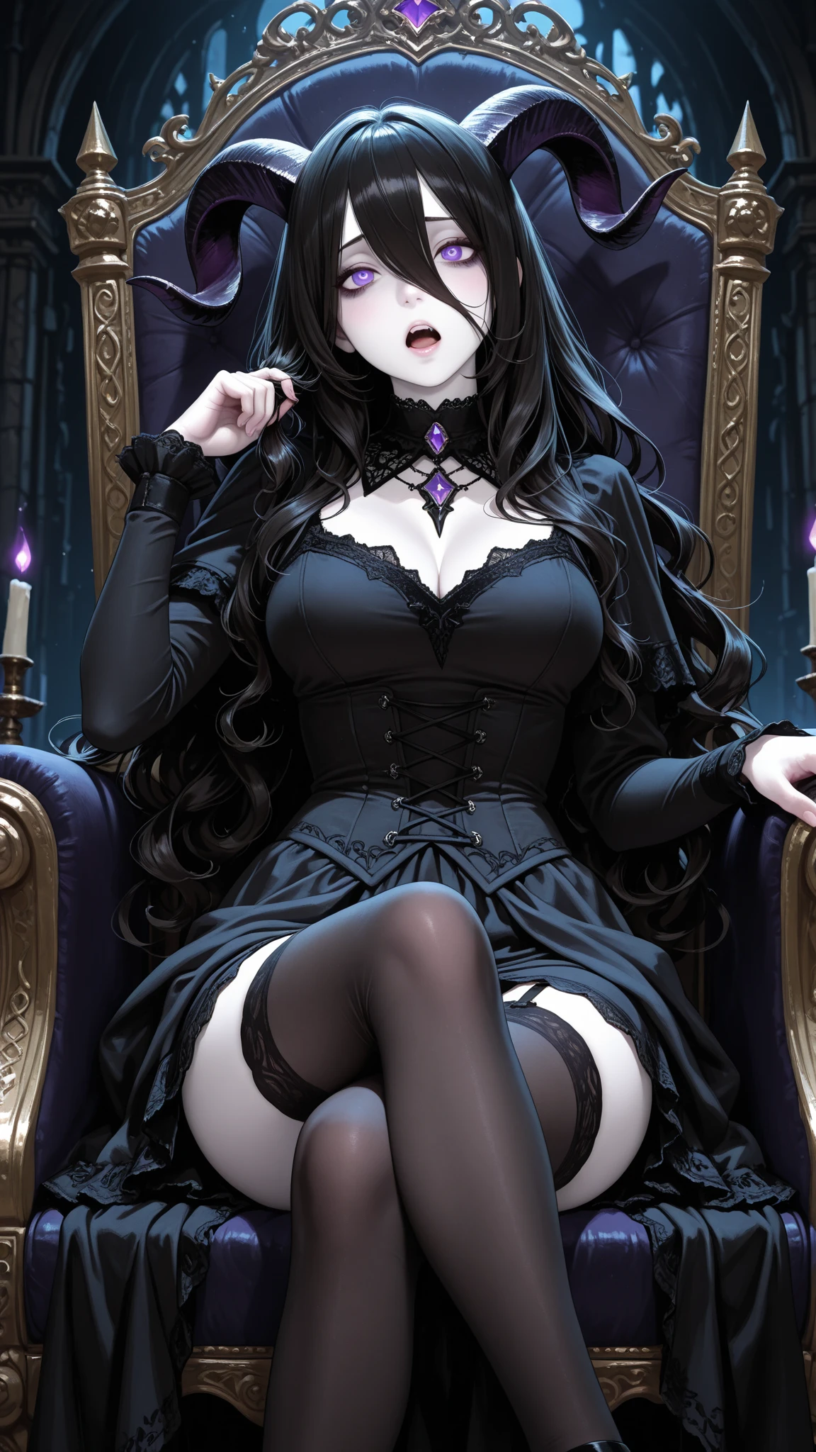 Hard Dark Gothic Makeup、deep night sky、Horror、Sombra Preta Escura、triste、Bom brilho da pele、Dark Gothicメイク、Sorriso Sombrio、Palace、24 anos de idade、Olhar envergonhado、Dark Gothic、Linguagem obscena、mais alta qualidade、drunk face、Purple emblemisterioso、nobre、sensual、sorriso amoroso、Olho azul direito, left eye is red、Sapatos de salto plataforma、maquiagem pesada、Gothic Lolita Clothing、cabelo prateado、cabelos longos cabelos lisos、Cute Gothic Lolita Dress、rosto bonito、recursos elegantes、rosto fascinante、vitral is the background、Peito brilhando de suor、The room is dark、Gothic long dress、Mangas de sino、manga de mago、olhar decadente、Sexually excited expression、Shiny thighs wet with water、Thighs wet and shiny with oil、Plano de fundo de uma sala cheia de rosas、The embroidery is pink、O vestido tem bordado rosa、Thigh-high socks、knee socks、Kind expression、Sombra preta escura、vitral and rose background、Dupla Feminina、Casal feminino、fundo escuro da igreja、vitral、mundo do black metal、castelo escuro、Corpo esguio、Gothic long dress、roupas de empregada、Vestidos vitorianos、Suas coxas brilham de suor、My body is wet and shiny、Muito brilho nas coxay thighs are sticky with sweat、O suor brilha nas coxas, The whole body is sweaty and shiny、Muito suado、My thighs are sweaty、My thighs are so wet, my thighs are shining with sweat、Muito suor brilha por todo o corpo、Seios pequenos、Palco de OrquestraPalco、dynamic angle、sitting on a gothic chair、Toque violino graciosamente、Com um violino、Pressione as cordas do violino、violinist、orchestra performance、Coxas finas、delgado、Corpo e cordas do violino、Sente-se em uma cadeira、pantyhose、