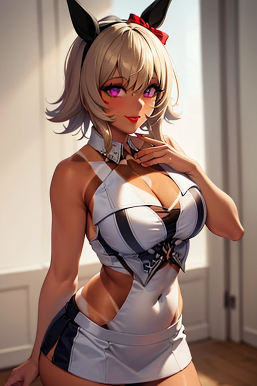 masterpiece, best quality, 1 solo girl, white hair, purple eyes, medium hair, medium breasts, sexy body and face, wavy hair, smile, black socks, brown bow, knee-highs, long sleeves, open bra, open panty, parted lips, pink pleated skirt, puffy long sleeves, purple shirt, pendant, bracelet, jewelry, earrings, butterfly hair ornament, book, lying at the bed, night sky, sexy pose, cowboy shots, detailed body, face, and eyes, sharp focus, vibrant, creative, dynamic, high definition, high resolution, 8k, (Upscale: R-ESRGAN 4x+ Anime6mage enchance:4x), voluptuous body, cinema lightning, dakimakura style, looking at the viewer,