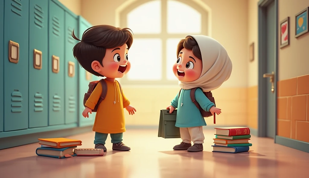 Two girls Muslim name Easmin and Subarna and a boy name Shishir . They are in a school.