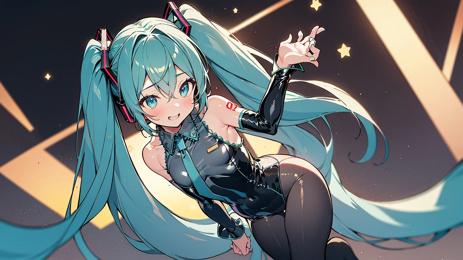 A cup、slender、small breasts、black tights、Absolute area、Hatsune Miku、Sukesuke costume、thighs、ムチムチthighs、太いthighs、Show your armpits、sexy pose、Show legs、tight cheongsam dress、Deep slit、gravure pose