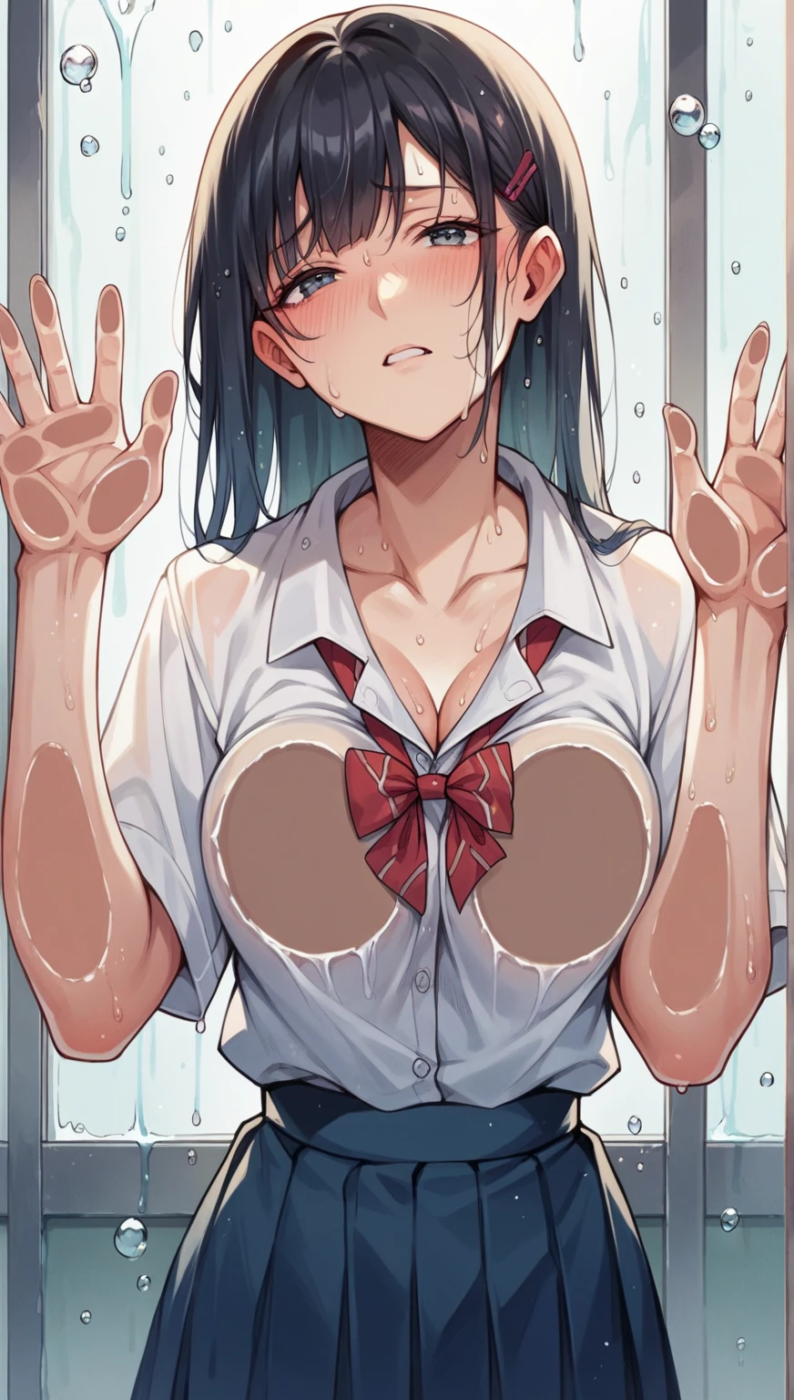 score_9, score_8_up, score_7_up, score_6_up, score_5_up, score_4_up,
source_anime,
masterpiece,best quality,highres,absurdres,
official art,official style,anime screencap,anime coloring,megami magazine,anime,animated,
shiny skin,

CHITOSENISHINA, 
CHITOSE NISHINA, LONG HAIR, BANGS, BLUNT BANGS, MONOCHROME, GREYSCALE,
SKIRT, THIGHHIGHS, NAVEL, CLEAVAGE, SCHOOL_UNIFORM, PLEATED SKIRT, HAIRBAND, SERAFUKU, BLACK THIGHHIGHS, BLACK SKIRT, ZETTAI RYOUIKI, NECKERCHIEF, BOW, HAIR BOW, SHIRT,
CLASSROOM,

medium breasts,large areolae,pointy breasts,covered nipples,
shirt lift,bra lift,nipples,large areolae,
skirt lift,panty pull,
narrow waist,curvy,
wedgie,
 BREAK 
rating_explicit,uncensored,cowboy shot 
body,
1girl,multiple boys,multiple penises,
blush,open mouth,sweat,tongue out,salivation,
(narrowed eyes:1.3),happy,
after fellatio,open mouth,tongue out,
facing to the side,
naked,after sex,excessive cum,lying,on back,
(facial,penis,cum string,
cum on body,cum on stomach,cum on breasts:1.5),
from front,high-angle view,
spread legs,
SHINY SKIN,OILED_SKIN,GLISTENING_SKIN,HIGH_CONTRAST,PERFECT_LIGHTING,
twitching,trembling,spoken heart,
viewfinder,
