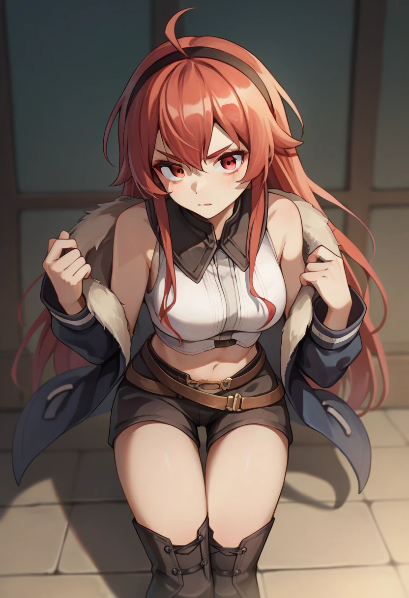 (Best shadow:1.1), Large breasts, Beautiful concept illustration, (Extremely fine and beautiful:1.1), (Perfect details:1.1), Masterpiece, Best quality, (Extremely detailed Cg Unity 8K wallpaper), attractive legs, barefoot, happy, (busty), (perky) (large ass) (bubble butt), AGGA_ST003, human_feet, (purple eyes:1.5, pink poison, messy hair, black hair, low cut butten up shirt, tight shorts that show off ass, in one piece, pyradef, feet, toes, full body, sexy legs, large thighs, juicy thighs, hair between eyes, on a pirate ship, (fuuko) jacket, open jacket,