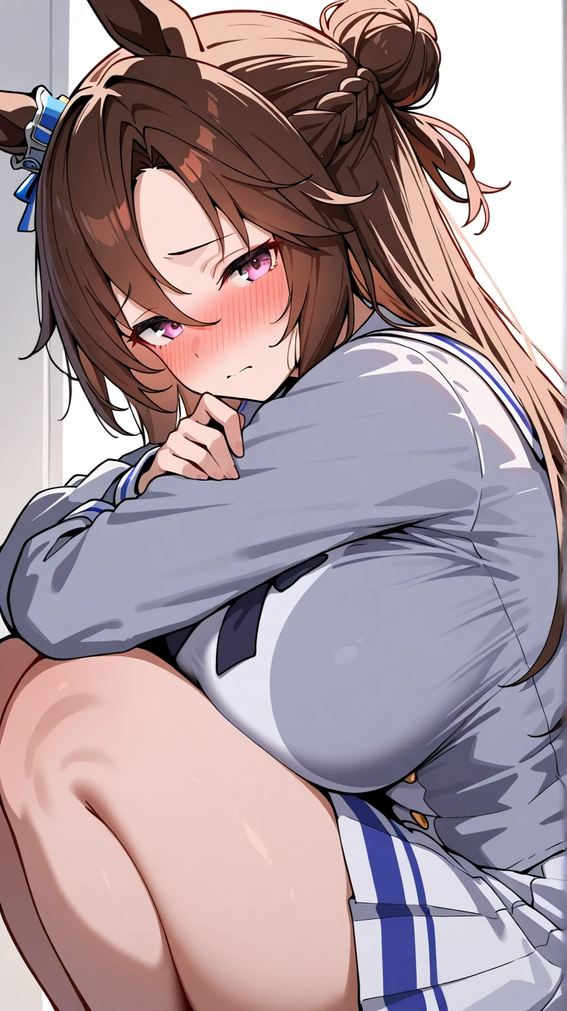 1male, 1girl,{{{{cunnilingus}}}}, male tongue,open legs, hold knees,1boy,lick vagina,black hair,dark skinned,fat middle aged man,1girl,Red eyes,Long twin tails,Brown Hair,Eyebrows visible through hair,Flat Chest,