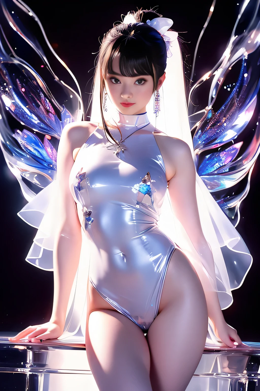 Chu and beautiful proportions, masterpiece (16-year-old girl with a sensual look, without makeup), top quality, highly detailed CG uniform 8k wallpaper, light on the face, ((((without panties) (without bra)), (Strip theater in darkness on a circular stage (((Posing lying on your back))), sensual expression 15-year-old girl transparent bunny girl costume))), (showing small breasts) (Multi-ray Spotlight), (Transparent Bunny Girl Costume)), illustration, very detailed, CG, Unification, 8k wallpaper, fantastic, fine details, masterpiece, top quality, highly detailed CG uniform 8k wallpaper, red light, movie lighting, 15.year old girl, (without panties)), ((Posing on your back)))), (camel toe) (( On a circular stage in a strip theater of darkness), (multi-ray laser light illumination), (pantyhose), (legs bending at the knees)) sensual expression with fingers biting sweetly), (without makeup) (transparent bunny girl costume) (pink lighting on the left side of the screen, dark areas with shadows on the right side, (((transparent bunny girl costume)) (Posing lying on your back on a circular stage of a strip theater of darkness))), ( Multi-ray laser light illumination))),((((Sleeping on your back))))