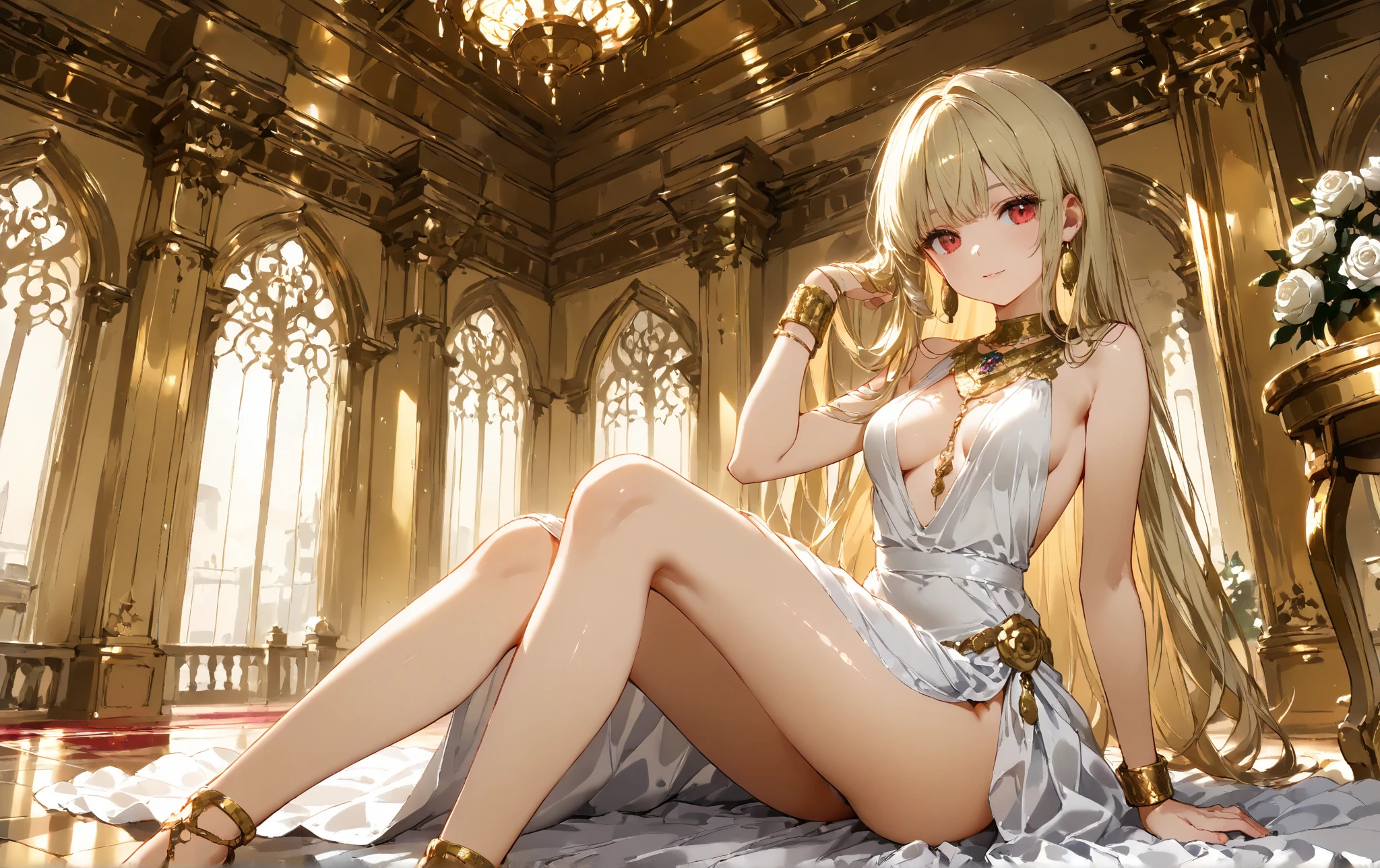 masterpiece、top-quality、hight resolution、High-quality images、8K、the detail、1lady、Photorealsitic、skin gloss、Texture、Lustrous hair、Detailed eye depiction、s lips、platinum-blonde long hair、poneyTail、portlate、Long body、sensually、Thicker thighs、Mini dresses in muted colors、Know、psychologist、Egon Schiele style background