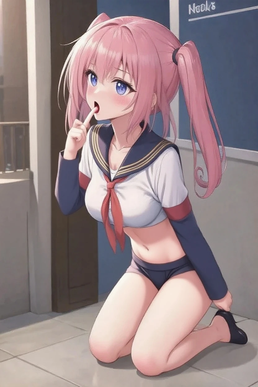 (masterpiece、Highest quality、Super detailed)、((One girl))、((Pink Hair))、((Twin tails))、((Light blue eyes))、blush、evil smile、((Open Mouth))、((lots of piercings))、steam、((Sweat))、((Very large breasts))、((serafuku))、((clothes lift))、((light blue bra))、((bra pull))、((nipple))、Short sleeve、((navel piercings))、((panties pull))、((POV Woman on top))、((pussy cum))、((1boy))、((penis))、Bedroom Background
