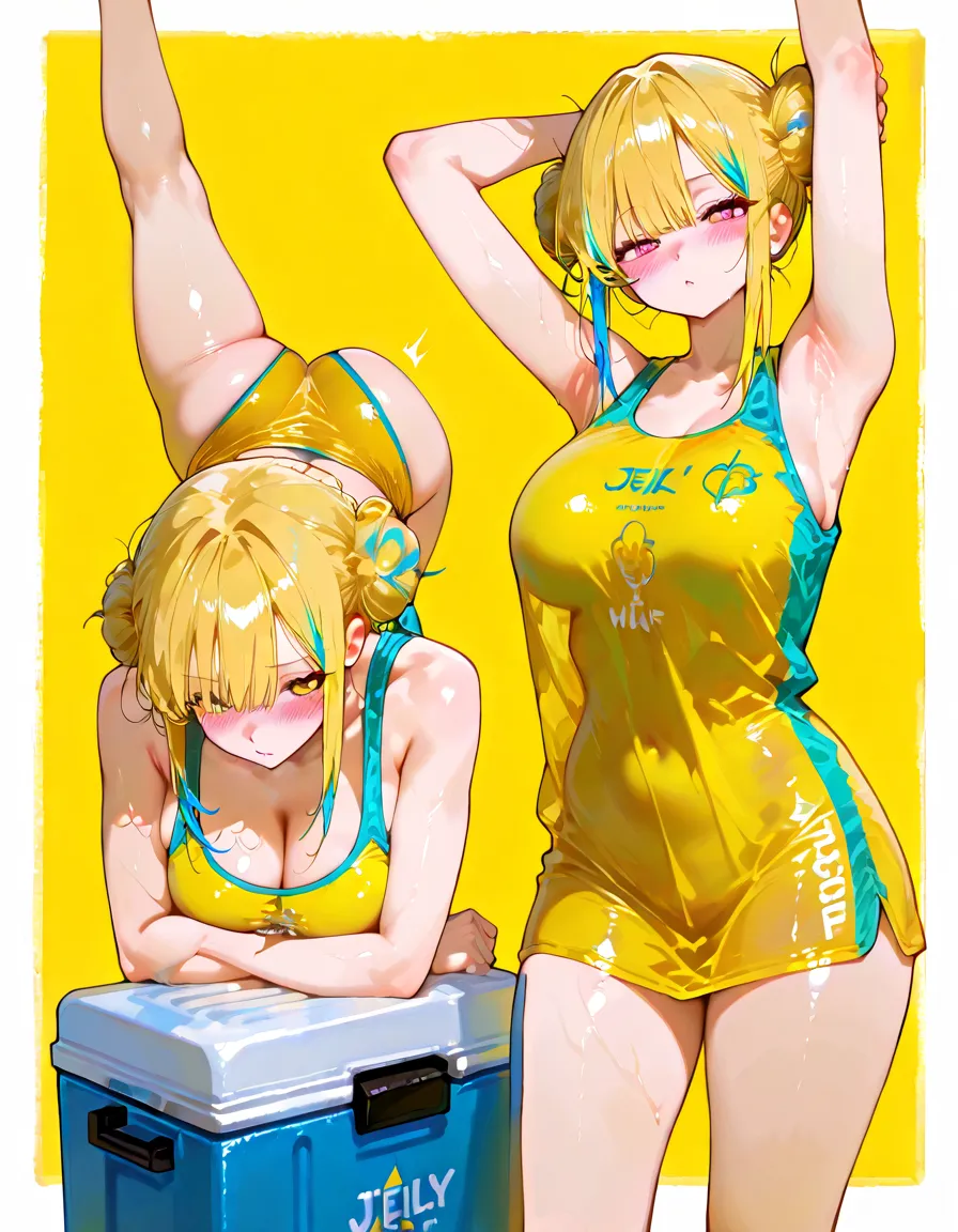 (in Flat Colors and Simplified Lighting painting), (keep the pose), (muscular and trained body).