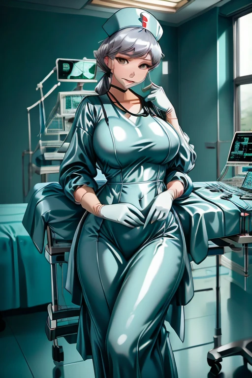 nurse uniform,hospital, latex nurse suit,nurses,busty,elbow gloves,labcoat,black hair woman,red eyes , gigantic ,medical instruments,asian nurse,two nurses,speculum,examination room,oversize ,big ass ,strap on, lay on table ,legs spreaded,giving birth,gyno chair , dentist,Milf,latex,grey uniform,oversize breasts