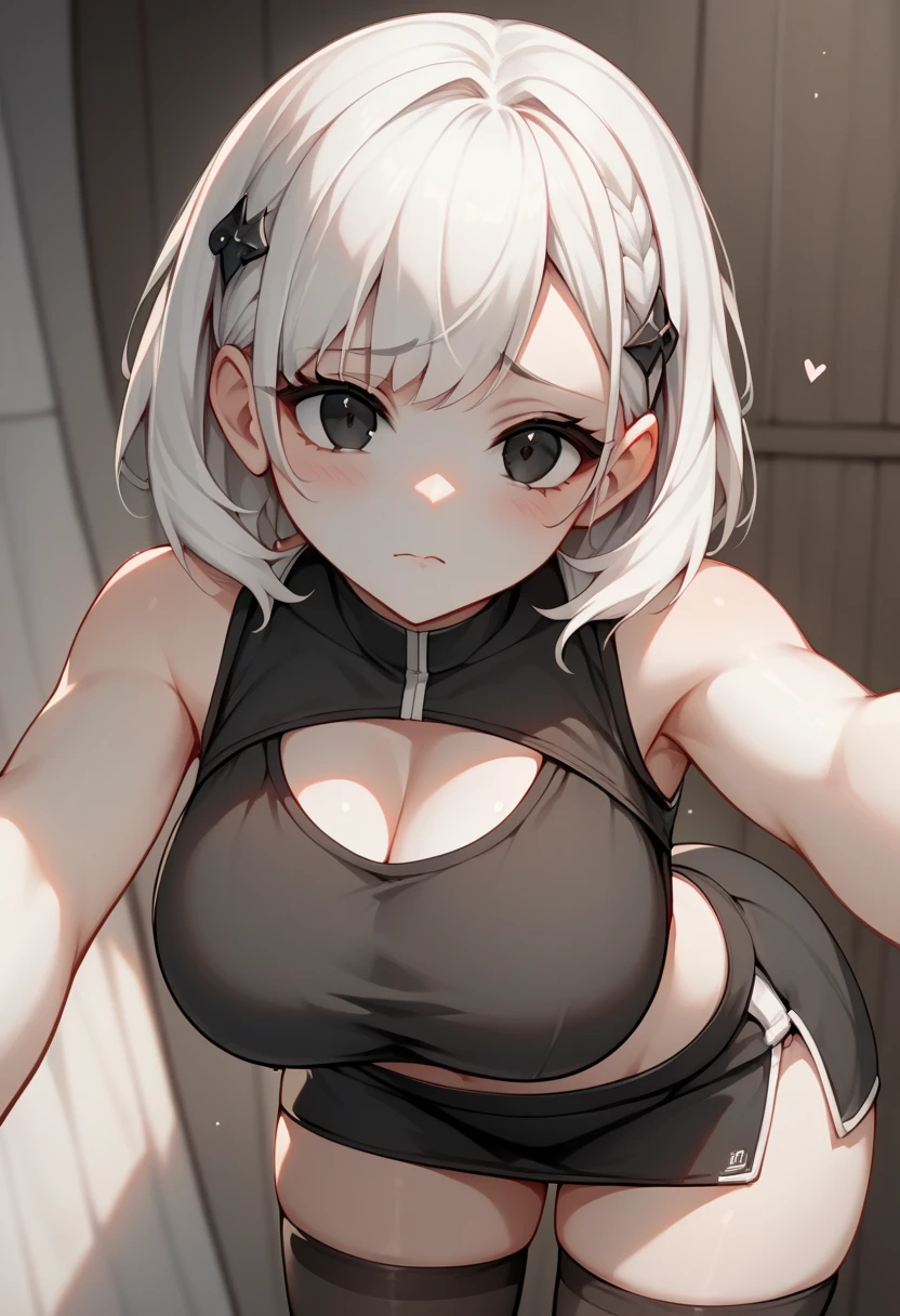 grabbing own breasts