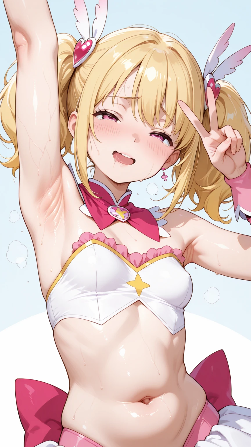 (perfect body),highest quality,16k,((((()))))、(((NSFW)))、Mating Press、sex、Bikinis aside、(((((blush))))),(:D)、(((close your eyes)))、embarrassing,(short hair), (((orange eyes))),((((pink hair)))),(Sweat),((())),((((wavy hair)))),Ahoge,Barrette,(white knee socks),((big ass)),((Cheerleader))、((has a yellow pom pom))、(((light blue striped bikini)))、(((open white shirt)))、(((yellow mini skirt)))、(((((Panty shot)))))、(((((flat chest)))))、(((thick thighs)))、armpit、((raise your legs))、(((((he is short)))))、ground