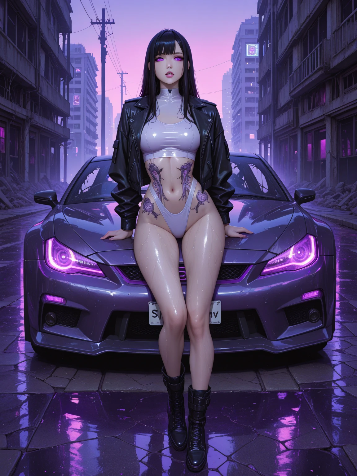((Cardi B as Jinx from League of Legends, Lolita prostitute)), ((in the back seat of a police car, breasts pressed together, handcuffed, hands out of view, hands behind her back, crying real tears, sad)), hysterical crying, emotional breakdown, (((criminal, under arrest, erotic, hentai))), seductive, (looking at viewer from the back seat of a police vehicle), (interior of a realistic cop car, ray tracing, octane render), hyperrealism, unreal engine, perfect composition, perfect render, perfect lighting, cinema 4d, 3dcg, 8k vector photography, hyperrealism photography, busty, young, teen, high resolution perfect body perfect face perfect hands perfect fingers perfect breasts 8k, (((micro bikini, all black schoolgirl uniform, camel toe, areolas protruding areolas indentation breasts swinging freely))), ((green eyes, half Asian half Spanish, mixed girl, fit,)) ripped, Six pack abs, (((super thick, small waist, short red hair with bangs and highlights,))) emerald eyes, beautiful eyes, captivating, alluring, lolita hair ornaments, Tank Girl, punk style, cyberpunk, vaporwave, Tokyo, midnight, realistic lighting, realistic environment, detailed outfit, realistic facial features, ((perfect angle, perfect pose, focus on face camel toe and breasts))