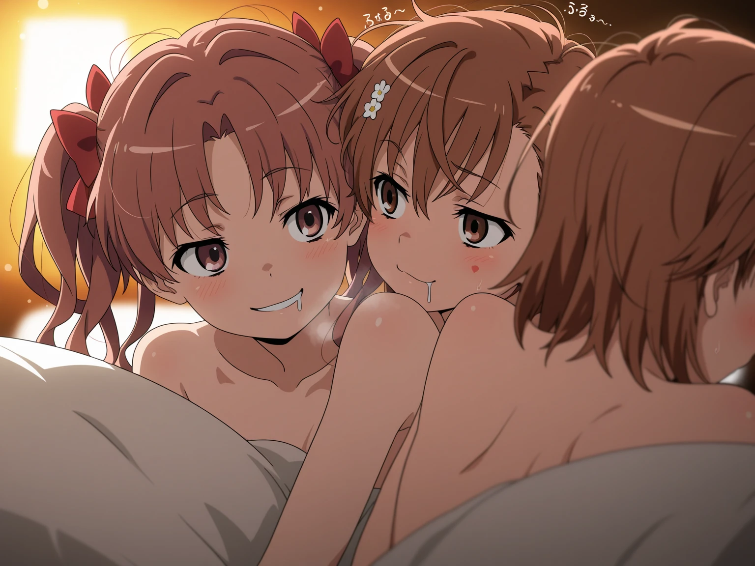 (2 girls), (Yuigahama Yui has big breasts),(iroha isshiki),bath,Foam on the body,Completely naked,nipple,(pussy),urethra,Uterus,clitoris,thighs,NSFW,looking at camera,(high angle),smile