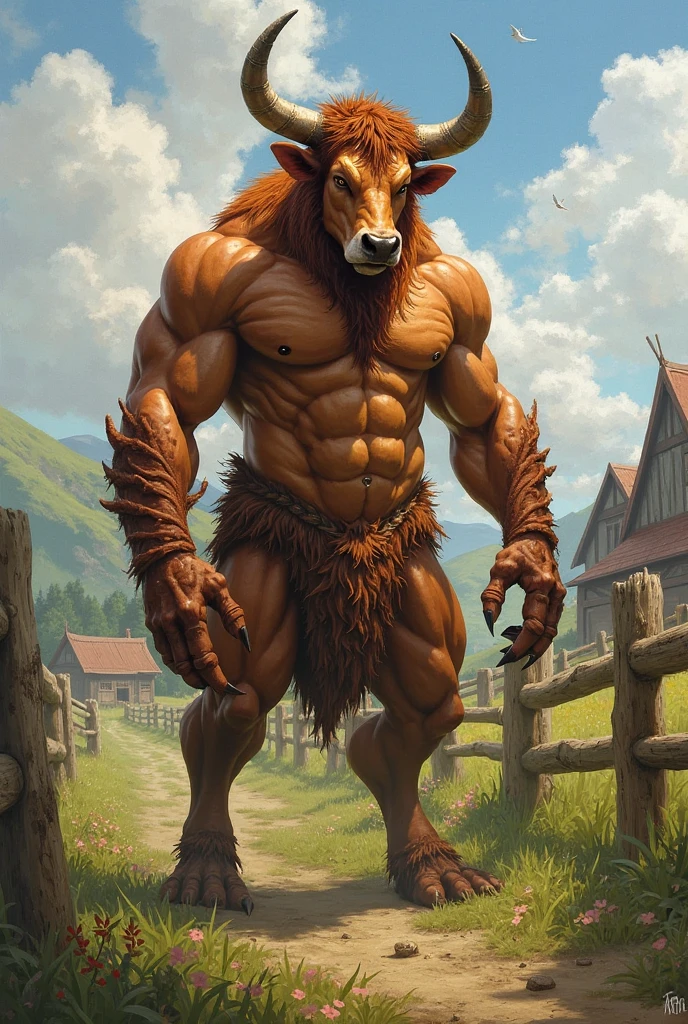 man mid transformation into stag, by taran fiddler, concept art, balls, nude, masterpiece, front view, tail, abs, pecs, high quality, feet, penis, pain expression, raised hands, torn clothes,