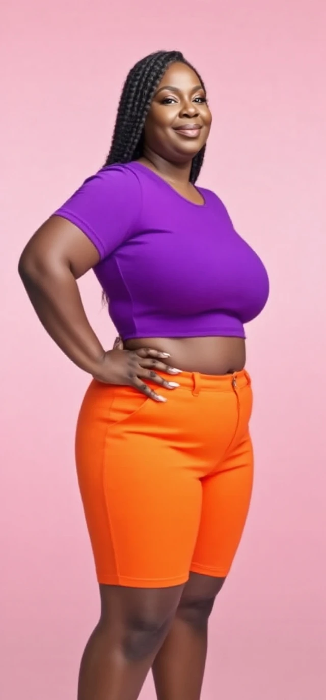 corps parfait, debout, belle photographie, peau sombre, curly hair, afro, Jupe, hanches larges et sexy, Beau corps, ((Peau foncée africaine, Peau d'ébène très profonde)), ((Your beauty is undeniable)), ((visage mignon et vivant)), ((Hyper detailed perfect eyes,)), ((pose fofa)), (( Gros seins )), ((Sortie linguistique)), ((attractif )), sexy, (( Fitted knit shirt, short quadras sexy)), ((Afro africain long et bouclé,)), ((belly revealing)), ((debout, vue de face)), ((se toucher les jambes dans une pose sexy)), ((dehors, en boite de nuit)), Focused CGI, photoRealistic, high detail, Realistic, best quality, hdr, High quality, HD, extremely detailed, Fond d'8k screen, high and intricate details, 8K High Definition, Full HD, (Photo Realistic: 1.2), contraste, intense lighting, cinema lighting, natural lighting, bright light, backlight, Illumination globale, occlusion ambiante