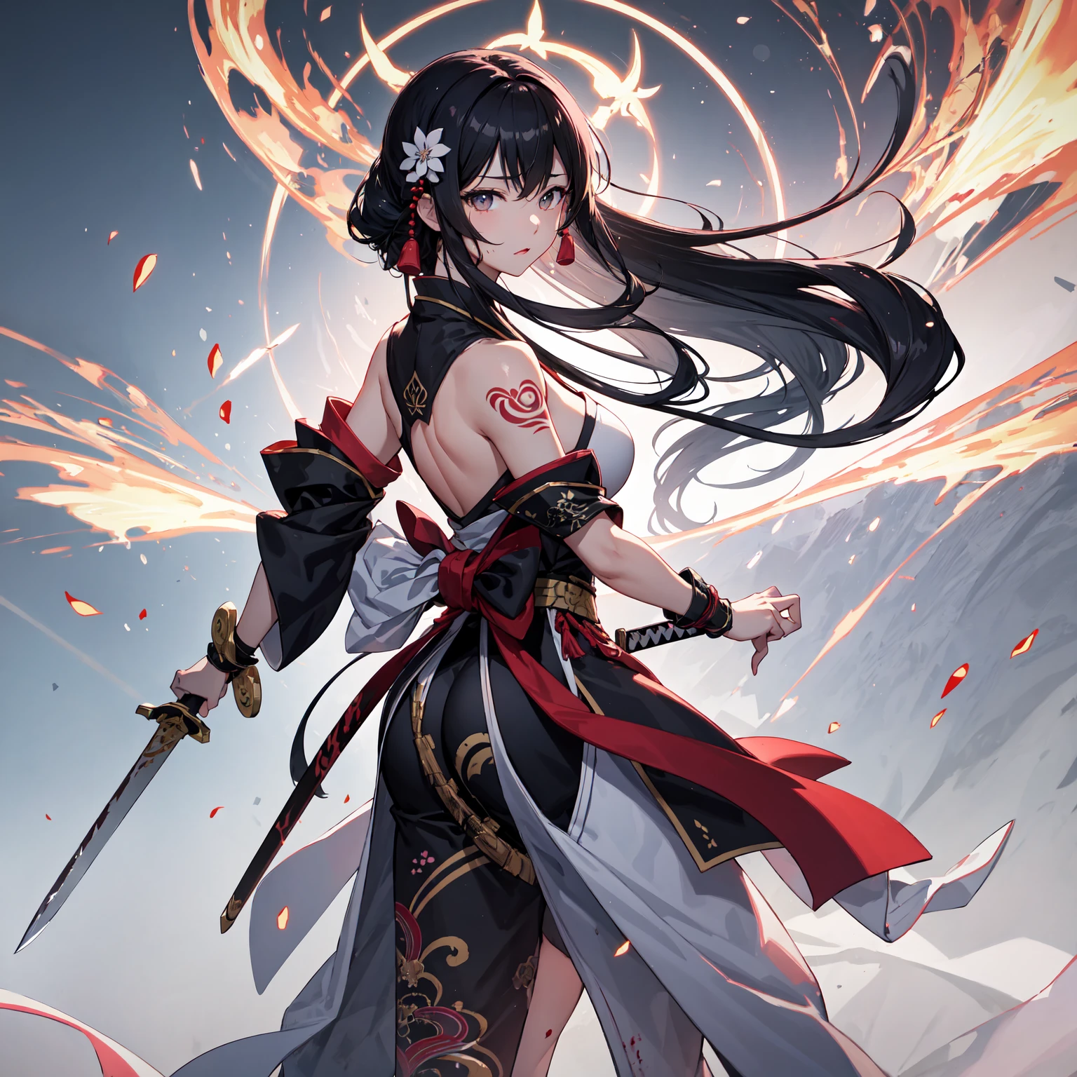 cemetery, dress, braid, chinese clothes, headwear, ofuda, jiangshi, qing guanmao, absurdres, RAW photo, extremely delicate and beautiful, masterpiece, Best Quality, ultra high resolution, 32k, hyperrealistic, ultra-detailed, detailed description, pale skin, 20 years old, tearful mole, earring, Colossal tits, short medium hair, wavy hair, whole body shot,