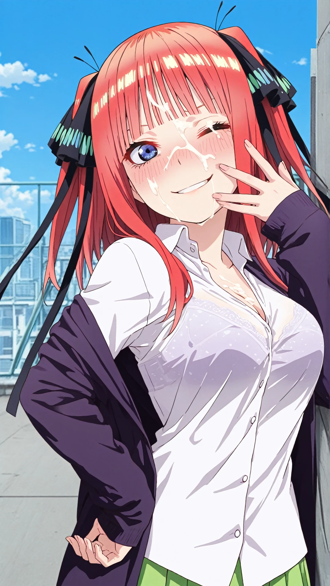 <lora:Akane Hiyama:0.7> Akane Hiyama, 1girl, solo, red hair, Halter Top shirt, red eyes, ponytail, long hair, day, cloud, Black Leggings, sky, Smile, Wave, Detailed Hands, ((Extremely Detailed, 4k, Masterpiece, Ultra Quality))