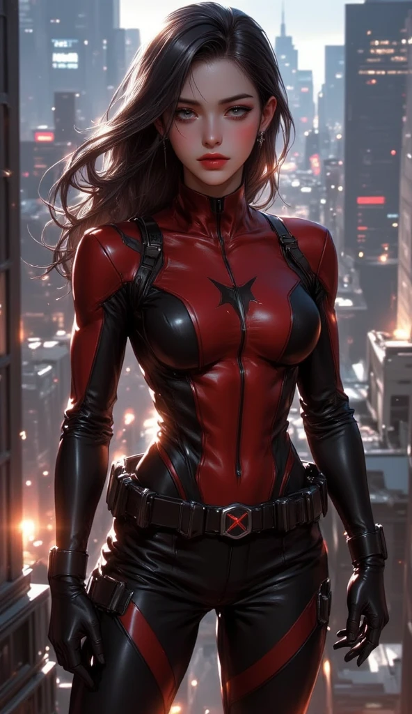 Woman, 20 years old, three long claws measuring 30 cm protruding from each hand, Wolverine style, a fictional character that appears in Marvel Comics, mainly in association with the X-Men. He is a mutant who has sharp senses, enhanced physical capabilities, a powerful regenerative ability known as a healing factor and three 30cm long metal claws coming out of each hand. belt with X style x-men. In New York, time square, (athletic body: 1.4), (tight leather jacket and x-men style pants: 1.4), (hanging breasts: 1.3), (full breasts: 1.4), (Spot on one eye: 1.3 ), (realism: 1.5), (Realisitc: 1.4), (Absurdity: 1.4), 8k, ultra detailed, Detailed beautiful woman, (Only one: 1.5), 1 girl, (Viewer facing: 1.2),