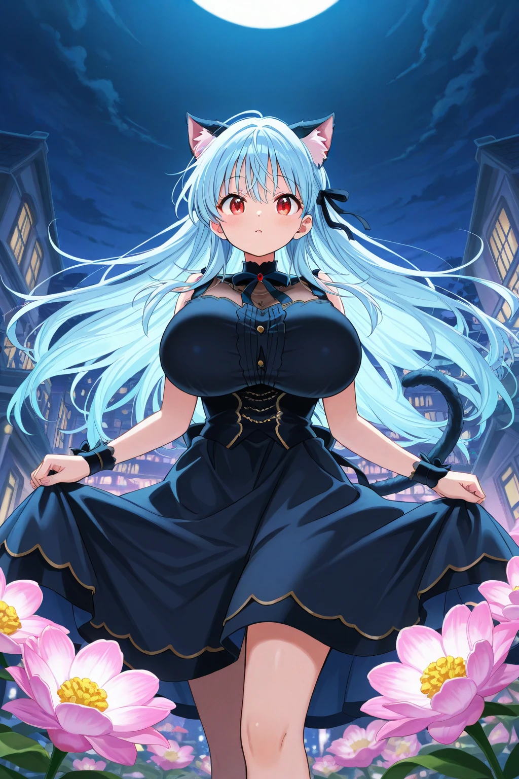whaite hair,Red eyes,long whitr hair,Black sweater,Cat lady,Extremely detailed CG quality,Best light and shadow performance,Frivolous pose,Fresh and natural scene,large grassland,A gentle breeze,waves crashing,Light and shadow interlace,An exquisite adventure。
Bare chest and shoulder bust