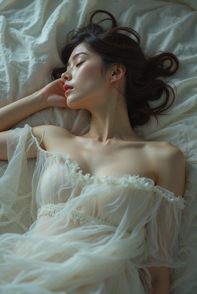 18 + girl sleeping only wearing beadsheet on my bed