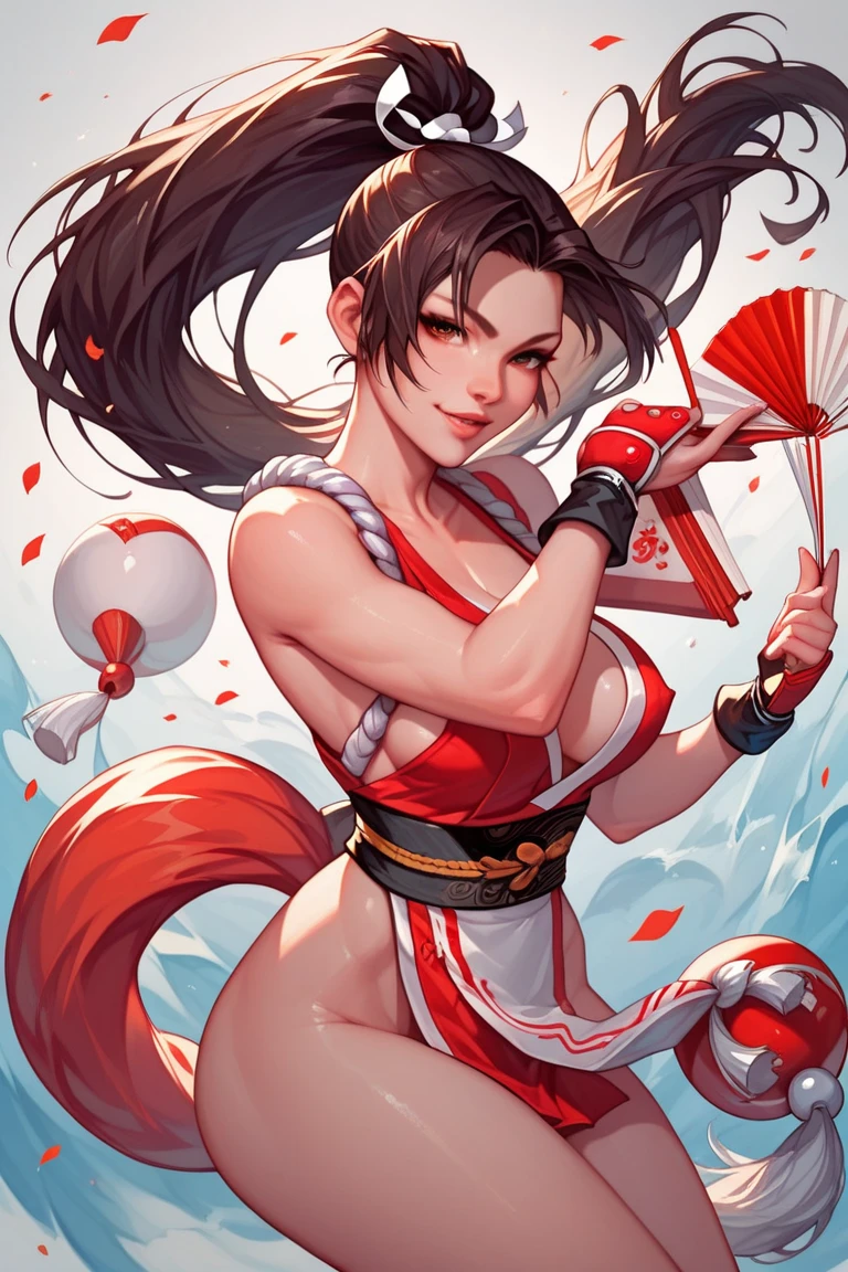 Mai Shiranui Full Body Pyrokinesis, Two Fans.