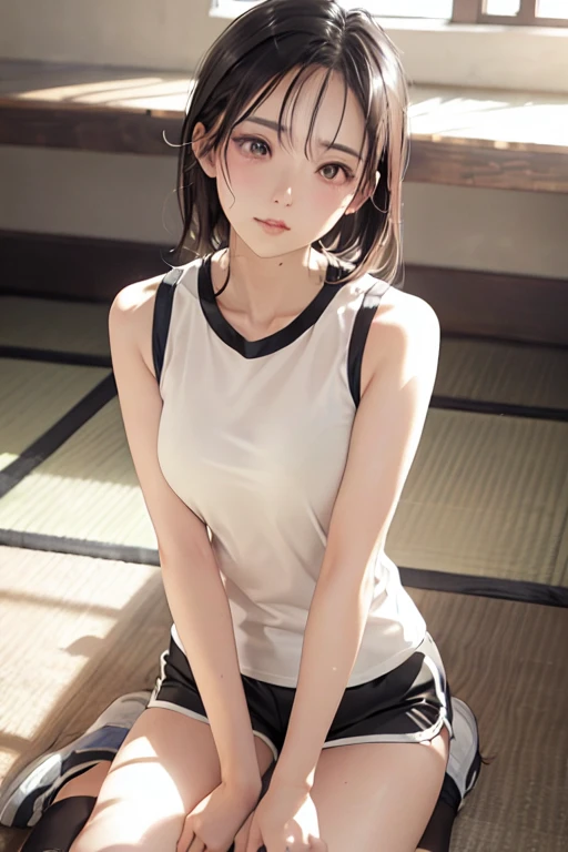 ((masterpiece, best quality)),((high resolution:1.3)), 1 Girl, solo, Cowboy Shot, Blurred Background, silky hair, (((Small breasts:1.3))), Thighs, (Sleeveless mini dress), ((show underwear)),