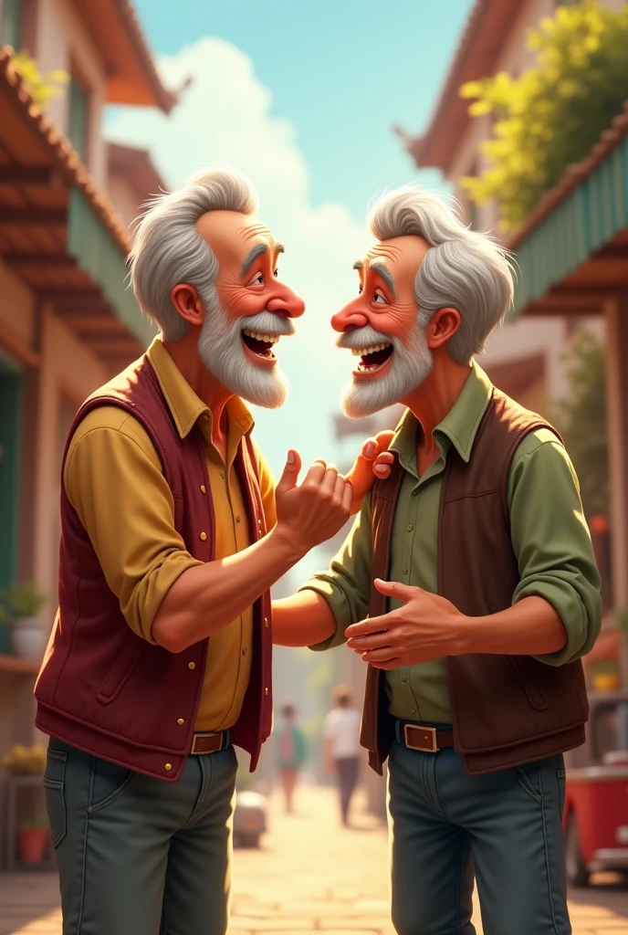 Pixar Style. Che Guevara and Gandhi talking and smiling