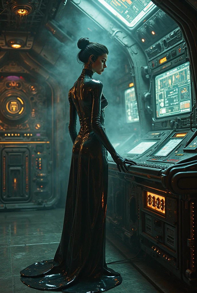 arafed woman standing in front of a row of mannequins in a factory, darius zawadzki and tom bagshaw, still from movie, cinegraphic, industrial revolution, intricate complicity, mechanical keyboard, workers, bw photo, by Daniel Taylor, female bodies, postcapitalism, style of marcin blaszczak --auto --s2