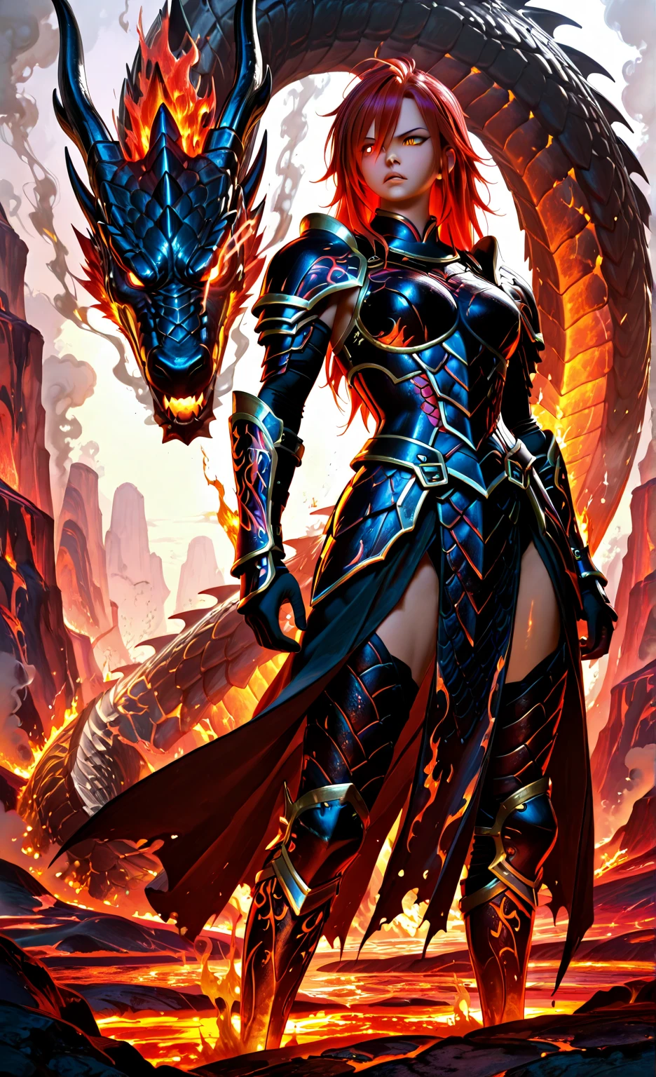 Kohler Kardashian, Wearing a super girl costume, A heroine, Full-body adolescent female Greek gods wear intricate armor，Control a fierce fire dragon, holding arrow, Glowing skin, Detailed cuirass, Wild flowing hair, bigbreasts, Art germ, Ultra-detailed intricate artistic trends in ArtStation ternary colors, intricately details, 4K 分辨率