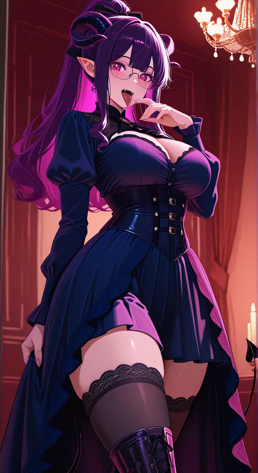 Fornication、Hard Dark Gothic Makeup、Maniacal、Deep night sky、horor、Black Dark Eyeshadow、slaves、crying how bright、mourn、Sad songs、Good skin luster、Lace pink、Long hair straight hair、Dark Gothic Makeup、Dark smile、Restless Palace、Expressions of sexual arousal、Fragrant beauty、age19、carriage、Lying、seductiv、Strong sexual pleasure facial expressions、A look of shame、Dark Gothic、Gothic Long Dress、Gothic lolita、masturbation、bell sleeves、Wizard Sleeve、Obscene look、Stained glass background、masutepiece、Best Quality、Ultra-detailed、Refers to 5 books、Sweat glitters on my chest、Glitter of sweat on your face、Expression of sexual pleasure in anguish、Drunken face、maid clothes、Nasty Woman、Mysterious、noble、Face holding back the toilet、Goth loli clothes、Black pretend skirt、the body is wet and shiny、Transcendent sex appeal、sexy  pose、Nasty poses、Face of fiery body、sloppily open your legs、Sweating profusely、Glitter on the thighs、I'm sweating a lot、a little slender、Breast Size Medium、cross one's legs、Affectionate smile、twin-tail hair、Bright purple hair、A little glamour、