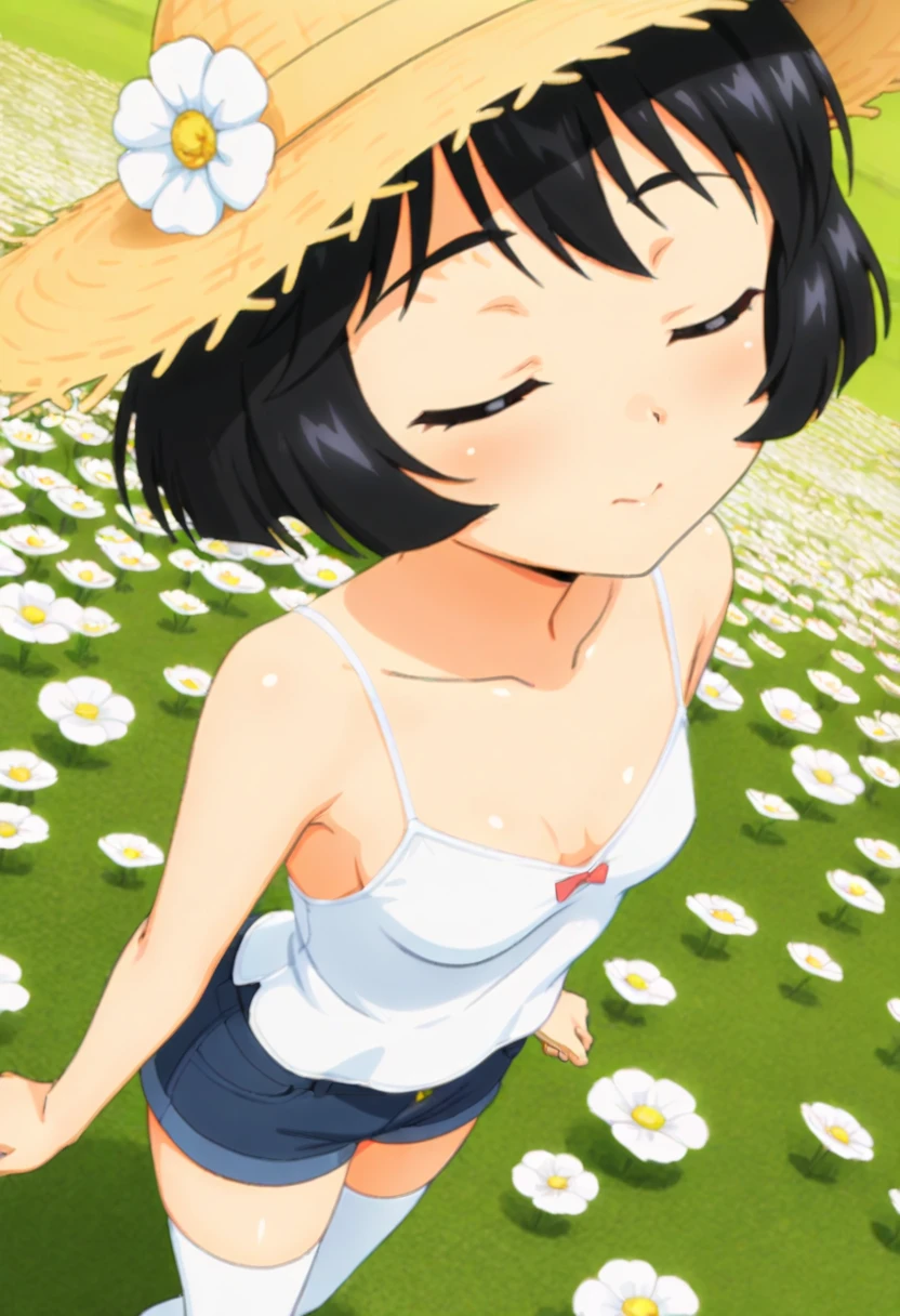 (masterpiece, Highest quality:1.6),Completely naked, Cowboy Shot, Thighs, beautiful girl, (Flowers, Lots of small white petals:1.3), garden, blue sky, View your viewers, Narrow waist, Official Art, RAWphotograph, Incredibly absurd, Face Light, Dynamic Lighting, Cinema Lighting, Ultra-realistic, High resolution, photograph, Sharp focus, Most detailed, Very detailed, Super detailed, In detail, Very detailed目と顔、Nipples are visible