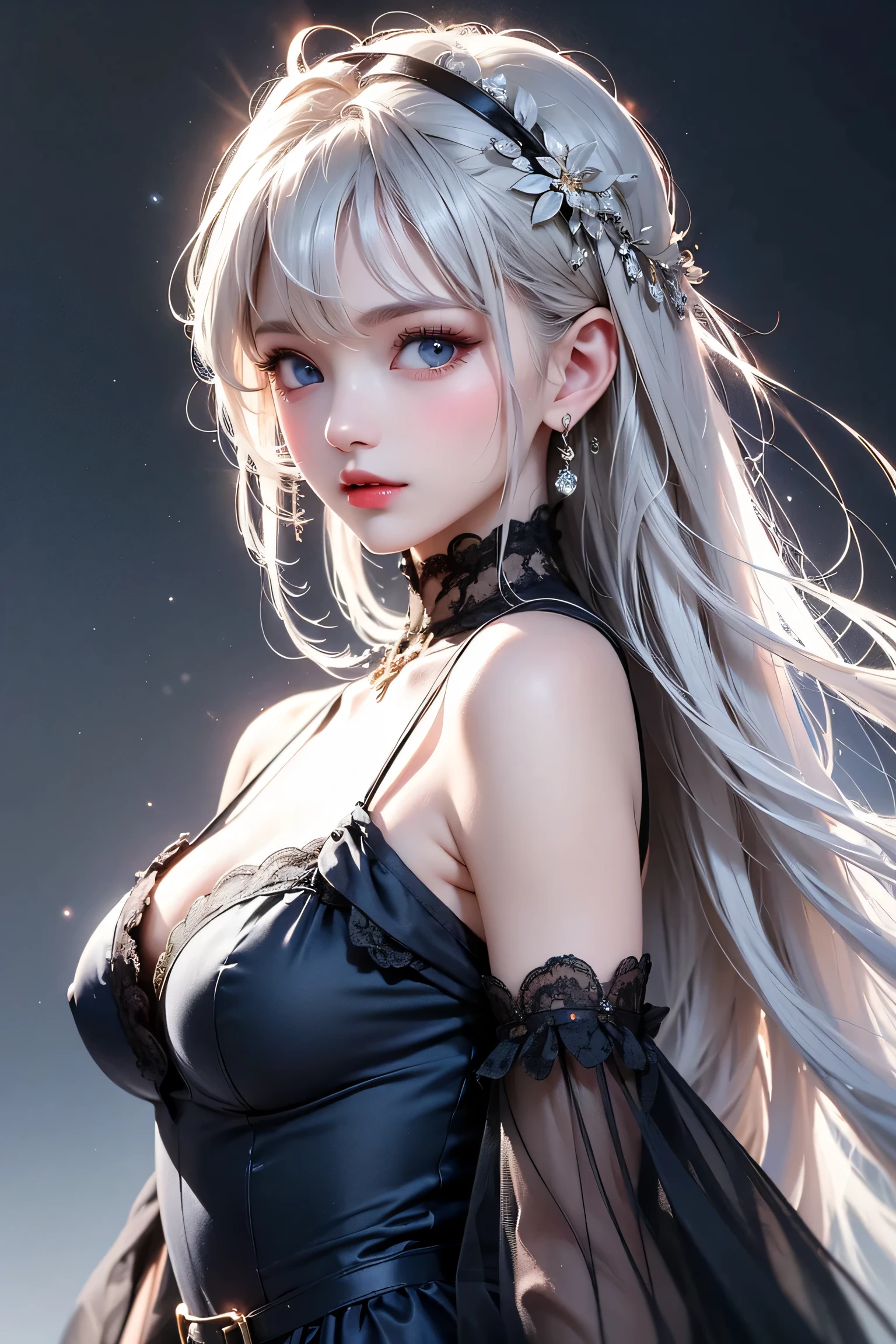 best quality, super fine, 16k, incredibly absurdres, extremely detailed, delicate and dynamic, everything is simply beautiful, beautiful woman, white hair, clothing, background