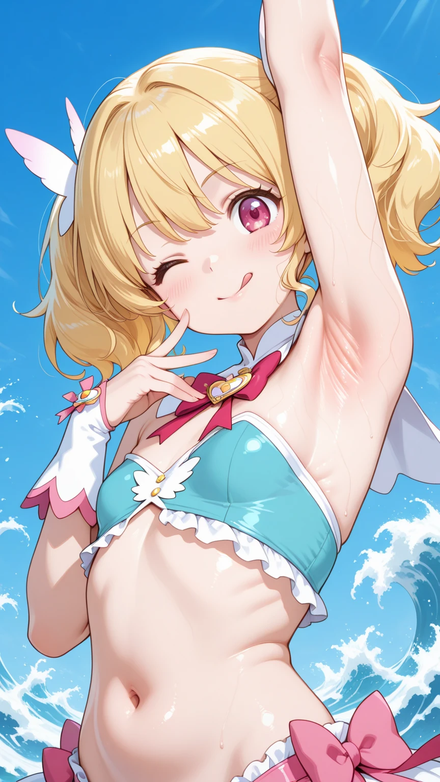 <Ulzzang-6500:0.2>,best quality, ultra high res, 1girl, full body, flat breast, bare shoulders, half body under water,cinematic angle, from behind,thigh gap,cleavage,revealing,see-through,professional lighting,thighhighs,sailor collar,necklace,