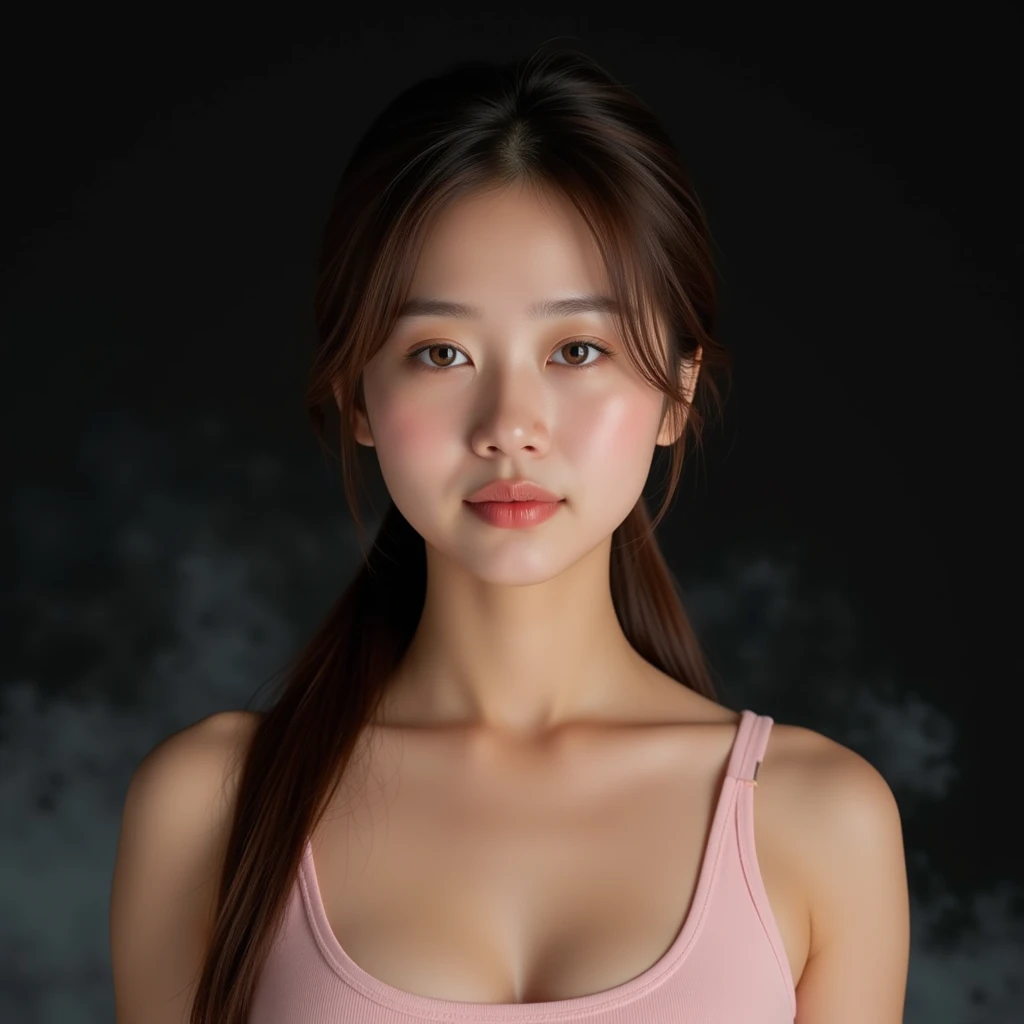 A fifty-something Asian woman with very large breasts poses for a photo, Soft Portrait Shot 8k, beautiful south Korean women, beautiful young Korean women, Short hair, Korean women, Smooth 3D CG Rendering, Urop and Rostran, 8K Portrait Rendering, Victor Wang, Beautiful Asian Girl、Photorealistic、Round eyeore baby-faced Bigger eyes、Japanese women、masterpiece、Surprised eyes、Tarako lips、Black Hair、Dark Eyes、