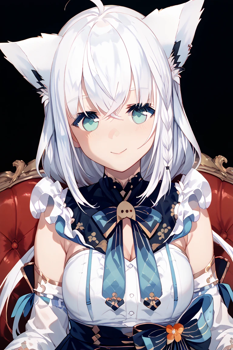 Cat Girl,was hairy,shaggy,Skin fur,White fur,Forelimb hands,,White ears,White face fur ,Blue eyes,Super cute face,White dress,Ambient light,Ultra-fine fur,volumettic light,White hair, hair splayed out, Shiny hair,long hair, dashed eyes, bangs, wicked, light and darkcontrast, ultra high def, 巨作, Super detail,Castle background,Night,starry light