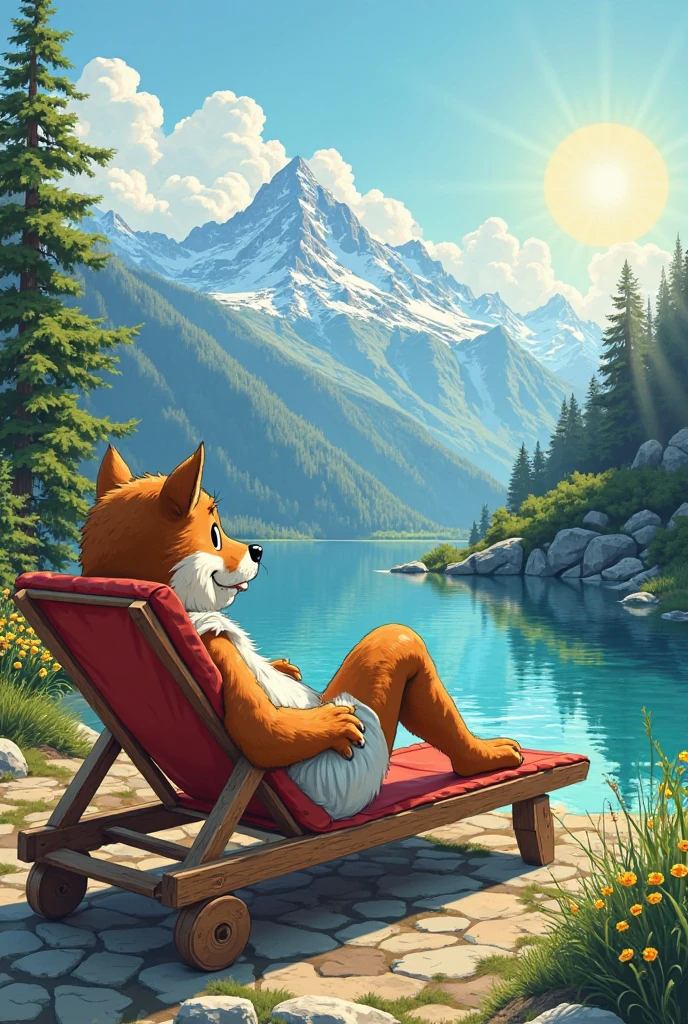 Forest wolf bikini smoking lake