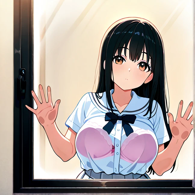 Girl、2D、Sexy、Clear、D Cup、Black Hair、tits、Breast milk、Embarrassed