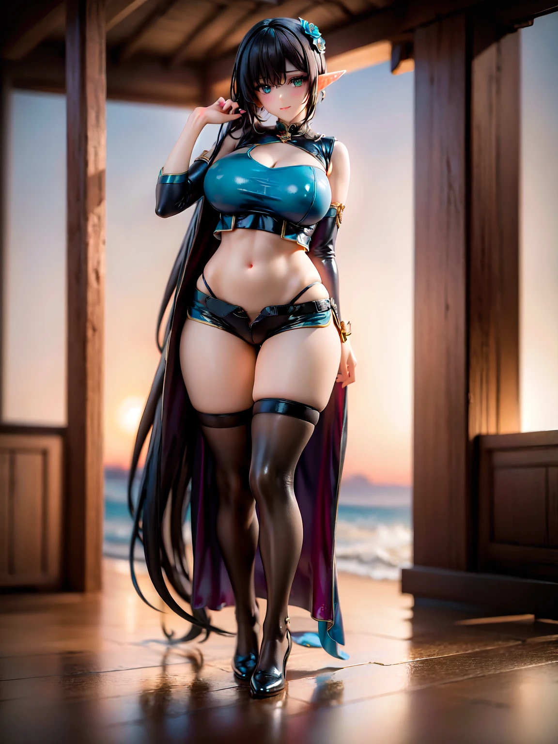 Female full body standing straight symmetrical looking  to viewer pov kiss