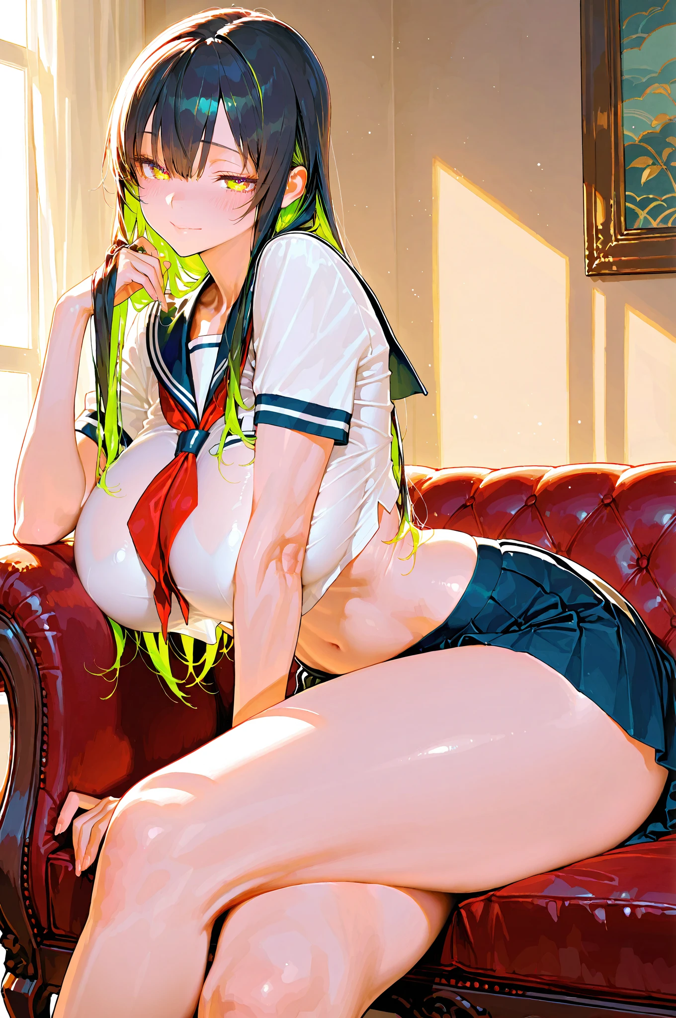 (((show off nipples))), (((show off pussy))), (((sheer white micro mini skirt))), (((bottomless))), (((sheerwhite blouse, Microblouse, Sleeveless, no breast blouse, open front))), (((large breast))), (((spread pussy))), (((spread legs))), extremely detailed CG unified 8k wallpaper, very fine 8KCG wallpaper, (masterpiece, Best Quality), High resolution, Ultra-detailed, ultra-sharp, Cinematic lighting, 1 girl, full nude,Naked, sitting on beach, (((navel ))), (Beautiful face, Cute face, Detailed face), (((black Hair, semi-long hair ))), (((Detailed beautiful green eyes))), BREAK, (((Sunny))),