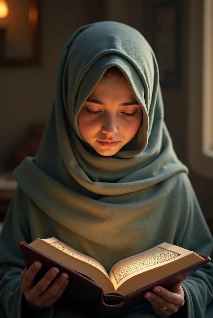 Hijab girl reading quran