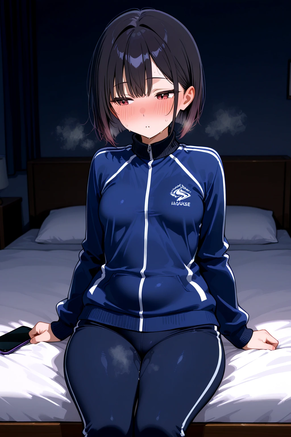 (masterpiece, best quality, very aesthetic, ultra detailed), intricate details, 4k,aanene, short hair,(buruma:1.2),gym uniform, cowboy shot, bed room,ahegao,(nsfw:1.2),