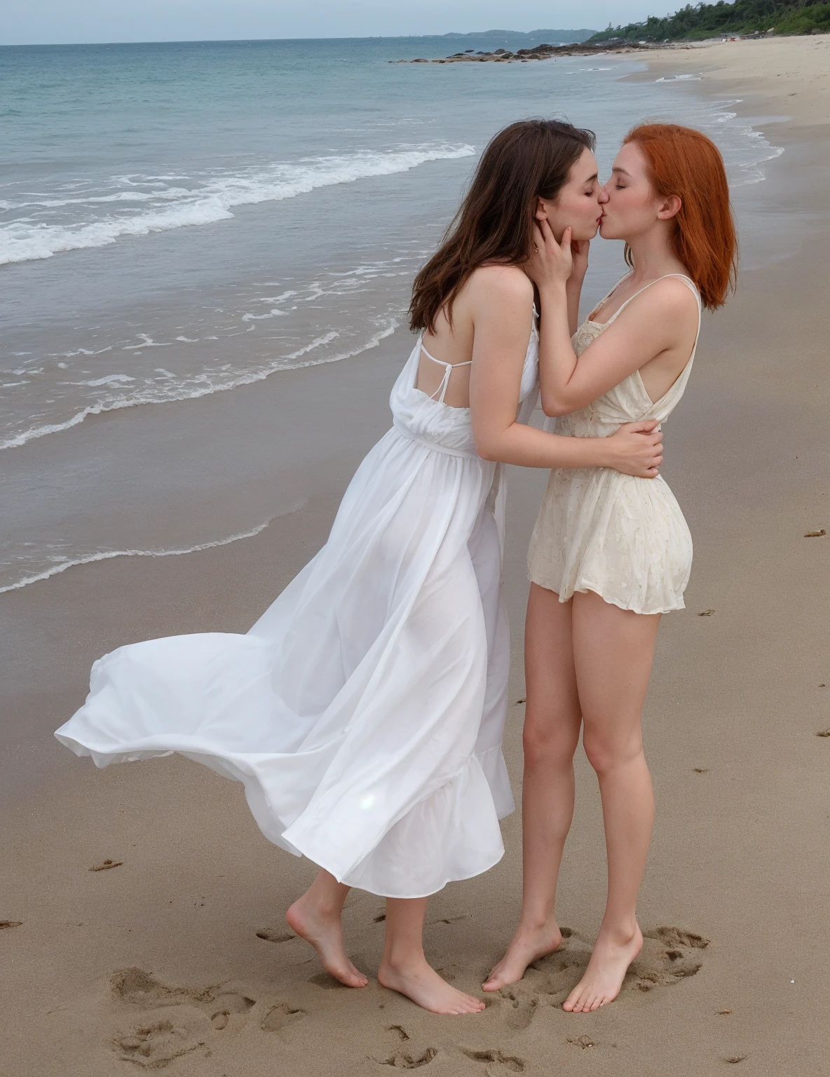 On the sandy beach、Very bright sunshine、naked slave2people、lesbian sex, 日本people女性、2people共全裸、perfect body、Spread your legs and touch each other's genitals、beautiful proportions2people、insert a dildo into the female genitals、looking into each other's eyes