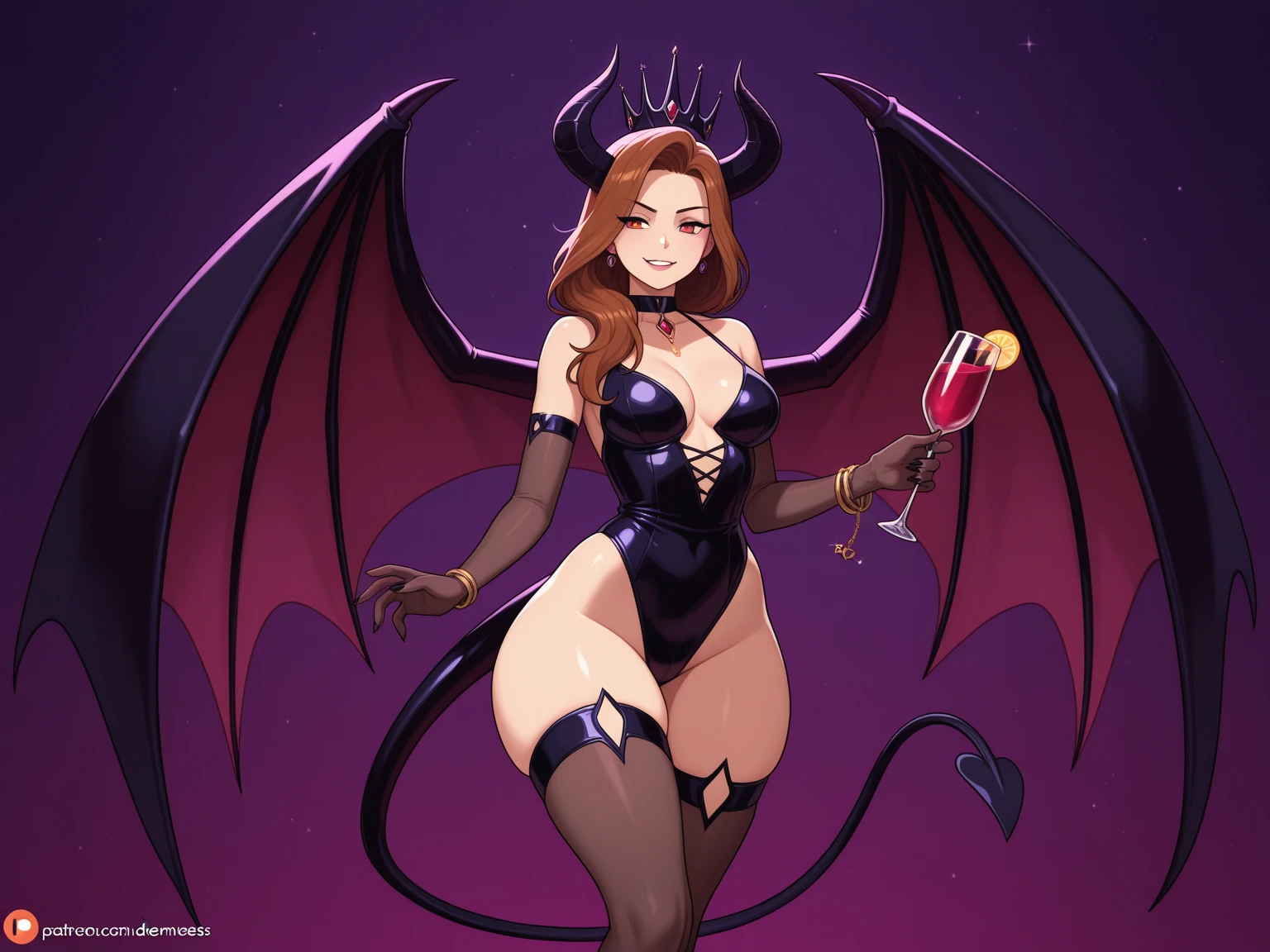 masterpiece,Super detailed,highest quality, in busty Succubus sitting on table in garden at night time, red hair, yellow eye color, wearing Just White socks, (giant naked breasts:1.0), crisp chest, demon Wings, demon horns, demon tail, perfect legs, (grinning face), (Freckles:1.0),(spreading her legs:1.0), (NSFW:1.0), legs Up