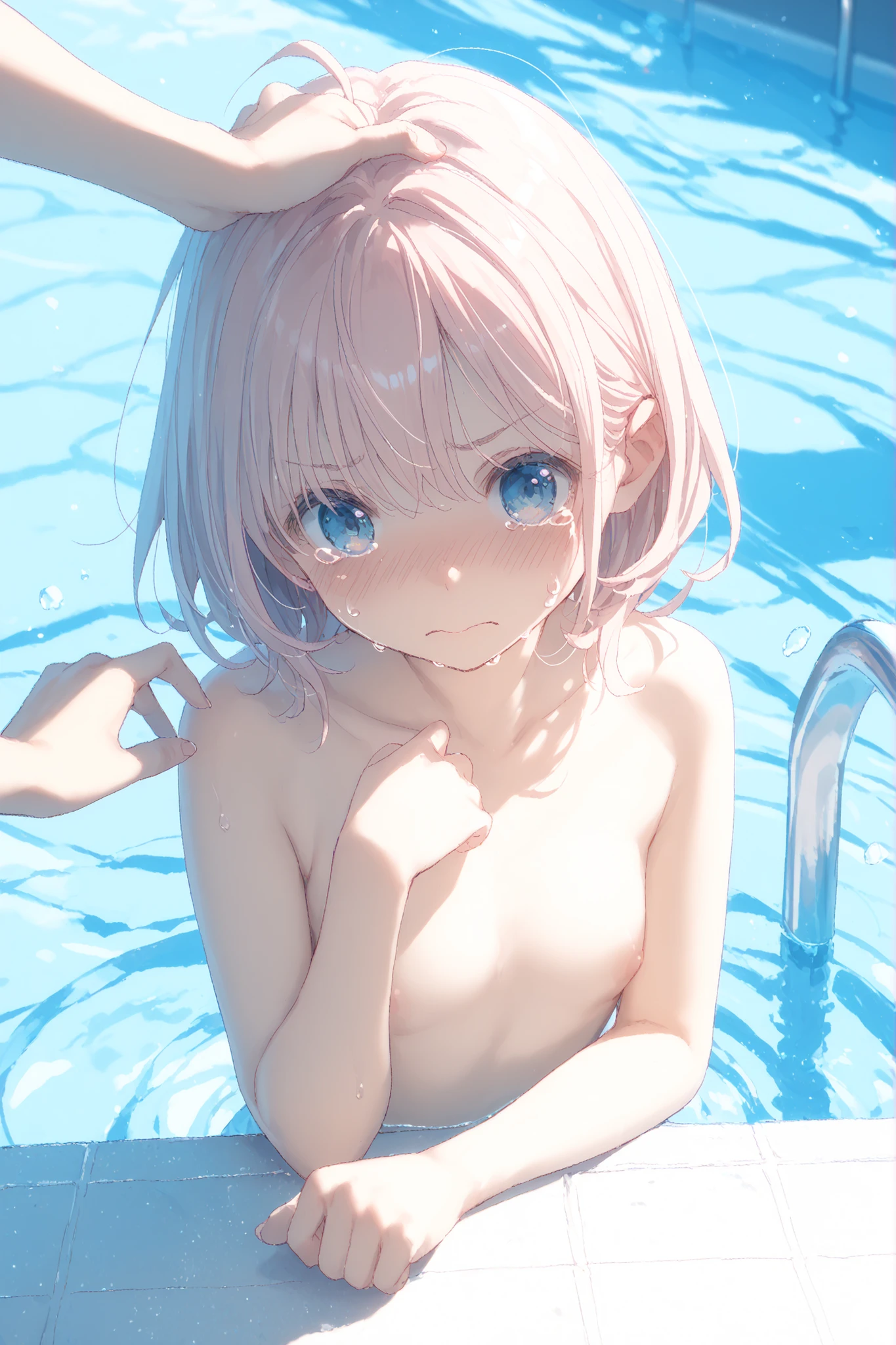 Pool、 bullying、 Punishment Game、I'm the only one naked、Embarrassing、teary eyes、Multiple friends around me、周囲の男に裸を見られてEmbarrassing