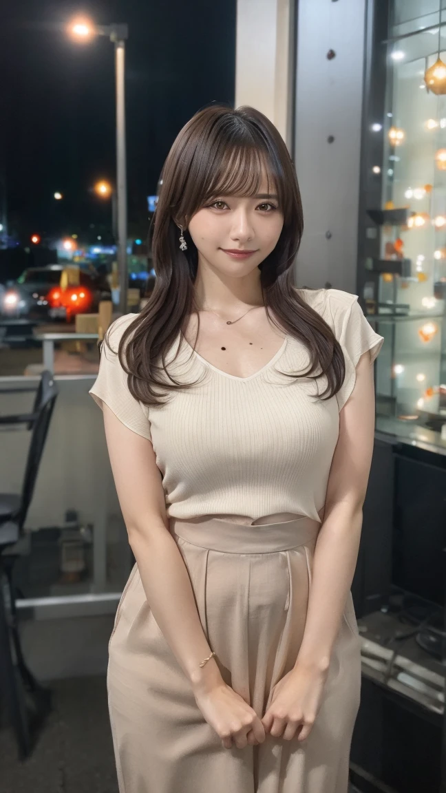 (High reality photograph, high resolusion, detailed face, detailed eyes), Japanese lady, 40 years old, various face expression, solo:1, skinny figure, medium breasts, emphasizing very thin waist, various hair style, Shirt, tight skirt, in a car, full-body photo, alone in a photo