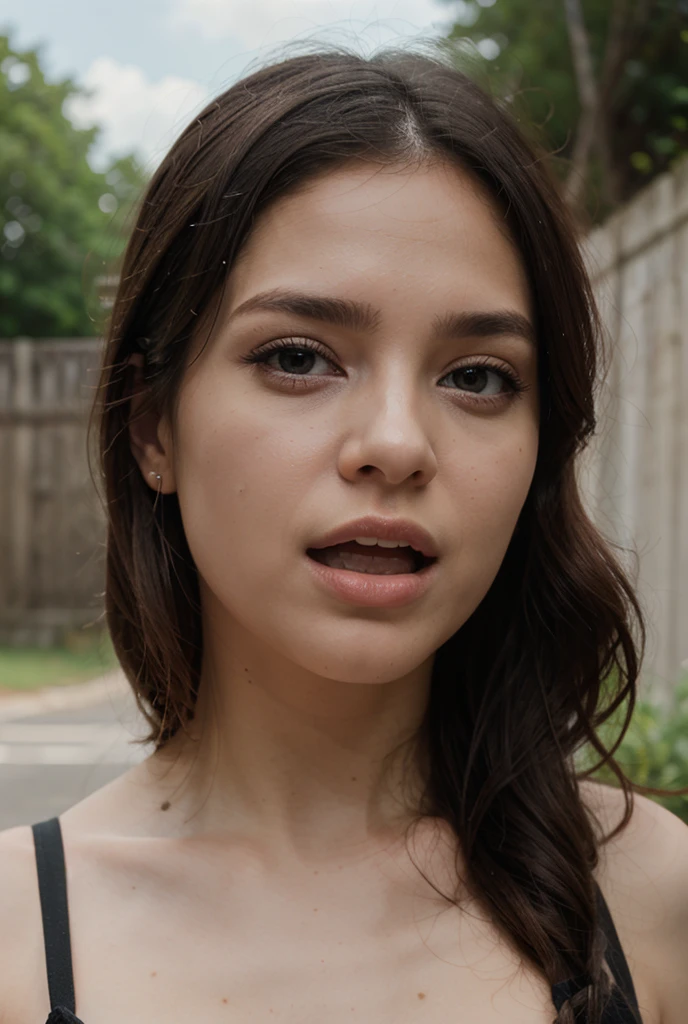 16k, ultra high quality, detailed, masterpiece, detailed masterpiece, 18 year old girl, long black hair, in nature, beautiful nature, pleased face, orgasmic face