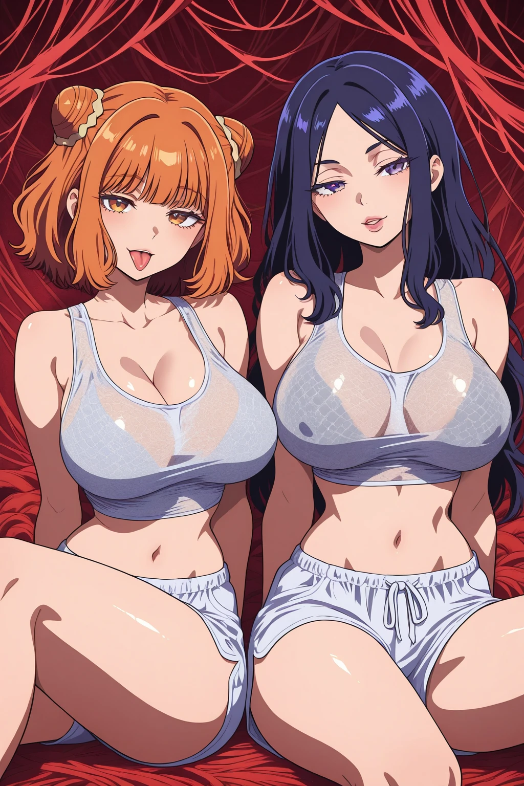 (Private 4K)、(High resolution:1.2)、(High freshness:1.2)、、(Whole Body Ezbian:1.2)、(Two Women:1.6)、((Women with exaggerated large physiques))、(Super big breasts fully opened:1.8)、abnormally developed muscles,,Barefoot woman, , Big arms、(Huge muscles:1.4)、(Dynamic pose:1.2)、(Female judo players embrace each other with all their might:1.8)、(little white dress:1.8)、