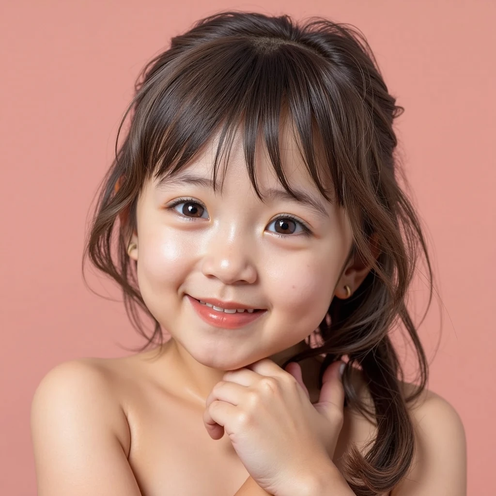 best quality, Ultra high definition,overlook,Looks like a whole body,9 year old girl,sophisticated facial features,Coiled Hair,hairpin,hairpin,cute face,Skin Reflection,slim body shape,shy,bust becomes smaller,cropped shoulder,Optimal body curve,Completely naked、spread legs、