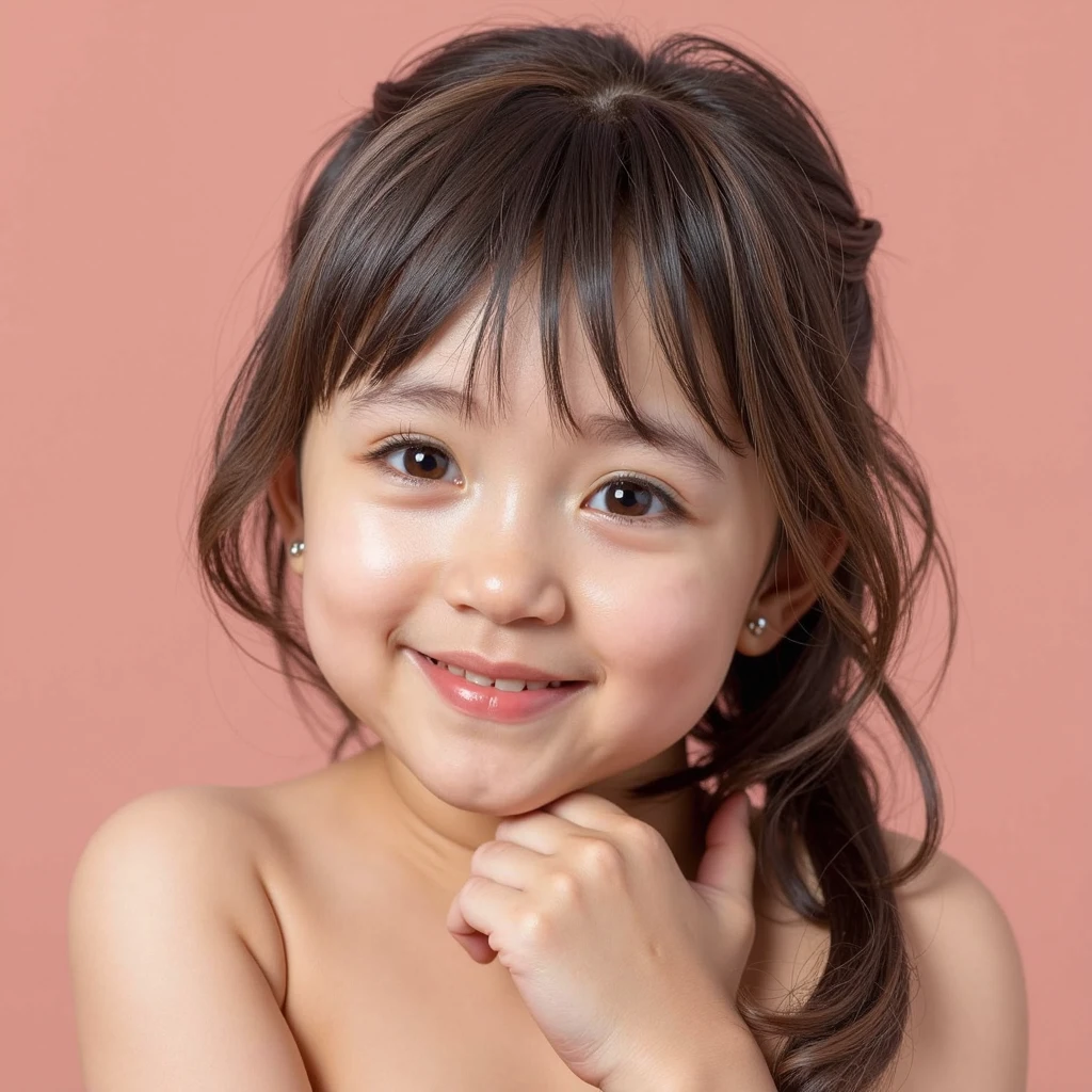 (masterpiece), (top-quality), (full body shot), (Tube top:1.5), (roll up Small towel:1.5), (exposed shoulders:1.5), (thin fabric:1.5), (blushed face:1.3), (barechested:1.3), (realistic:1.5), 1 little girl, precise hands, Embarrassed look, Smile, extremely cute girl, baby face, Clear eyes, Shining eyes, small breast, No pubic hair, The beautiful skin, ultra-definition, Top resolution, in the Alley