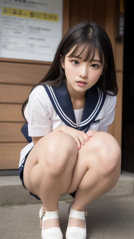 taken with canon 8 0 d, taken with canon 5d mk4, There is a woman sitting with her legs stretched in a surreal schoolgirl uniform,Panties are visible、Sitting in a position where you can see your underwear.、 a sailor suit、White shorts、White undercoat、White pants、beautiful flaxen ponytail、Beautiful belly button、Beautiful photos~Cute Schoolgirl, wearing japanese school uniform, japanese girl school uniform, taken with canon eos 5 d mark iv, of a schoolgirl posing, Japan school uniform, zora々Shishi Japan of Girls, taken with canon 8 0 d, Canon 5